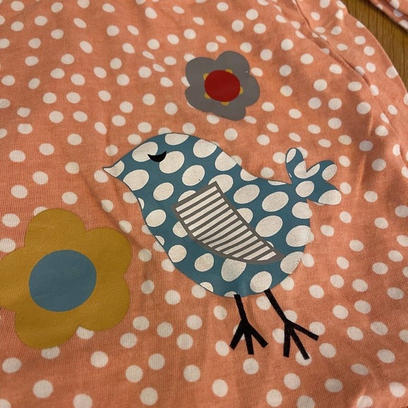 Girl's Jelly The Pug Size 5 Long Sleeve T-Shirt Polka Dot Bird Ruffle Cotton - Picture 2 of 7